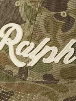Бейсболка из хлопка с камуфляжным принтом и логотипом-аппликацией POLO RALPH LAUREN, зеленый