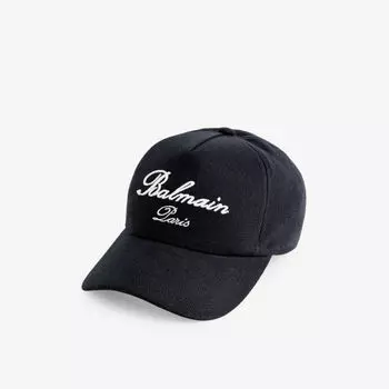 Бейсболка из хлопка с вышитым логотипом Balmain, черный