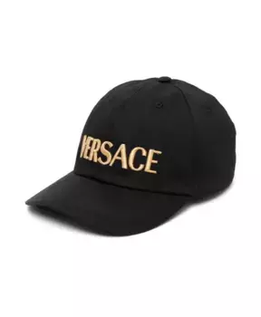 Бейсболка из хлопка с вышитым логотипом Versace, черный
