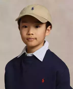 Бейсболка из хлопкового чино для мальчиков старшего возраста Polo Ralph Lauren, коричневый/бежевый