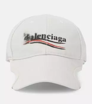 Бейсболка из хлопкового дрилла с логотипом Balenciaga, Off White/Black