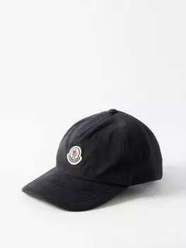 Бейсболка из хлопкового флиса с нашивкой-логотипом Moncler, синий
