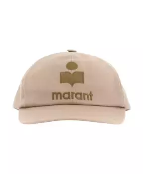 Бейсболка из хлопкового полотна с логотипом Isabel Marant, бежевый