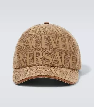 Бейсболка из хлопковой парусины с логотипом Versace, бежевый