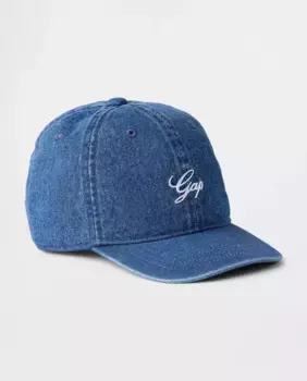 Бейсболка из мягкого хлопка из денима с детским логотипом GAP, голубой