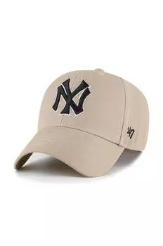 Бейсболка MLB New York Yankees из смесовой шерсти 47brand, бежевый