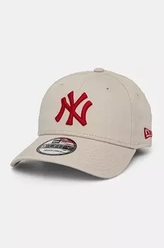 Бейсболка New Era из хлопка, бежевый