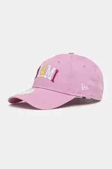 Бейсболка New Era из хлопка, розовый