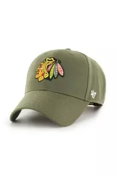 Бейсболка NHL Chicago Blackhawks из смесовой шерсти 47brand, зеленый