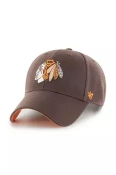Бейсболка NHL Chicago Blackhawks из смесовой шерсти 47 brand, коричневый