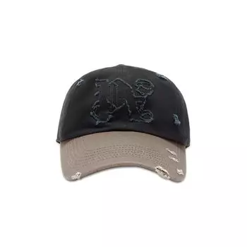 Бейсболка Palm Angels Ripped Monogram Cap, цвет Anthracite