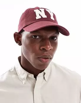 Бейсболка Polo Ralph Lauren NY с аппликацией из твила бордового цвета