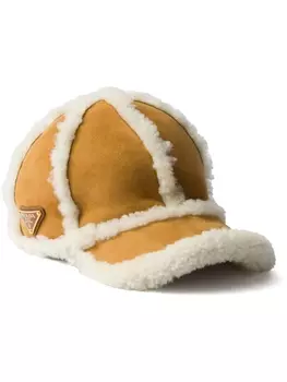Бейсболка Prada из овчины, серый