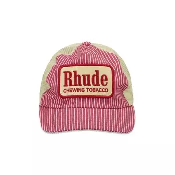 Бейсболка Rhude Striped Tobacco Trucker Hat, цвет Red/Off White