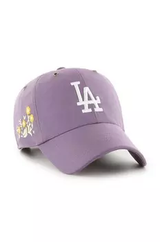Бейсболка с козырьком хлопковая MLB Los Angeles Dodgers 47 Brand, фиолетовый