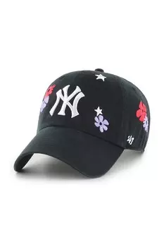 Бейсболка с козырьком хлопковая MLB New York Yankees 47 Brand, черный