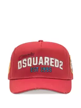 Бейсболка с логотипом и эффектом потертости DSQUARED2, красный