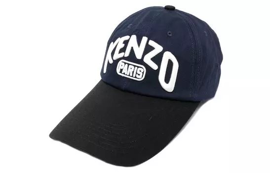 Бейсболка с вышитым логотипом и изогнутым козырьком KENZO, темно-синий