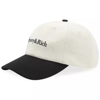 Бейсболка Sporty & Rich Serif Logo Flannel, кремово-белый/черный