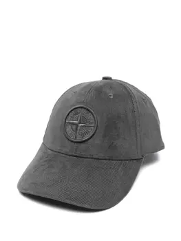 Бейсболка Stone Island из хлопкового микровельвета, серый