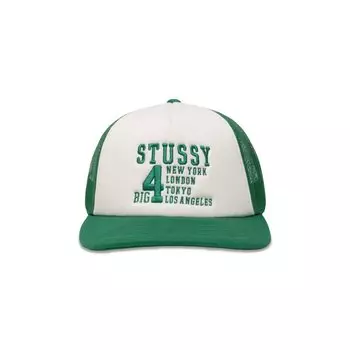 Бейсболка Stussy Trucker Big 4 Snapback, зеленый