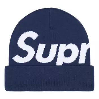 Бейсболка Supreme Big Logo Beanie 'Navy', темно-синий