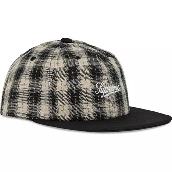 Бейсболка Supreme Script Logo 6-Panel Plaid, черный