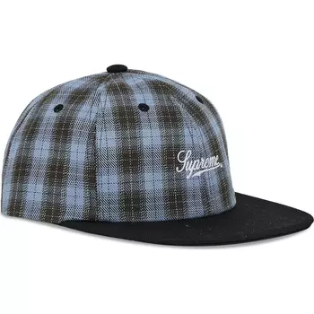 Бейсболка Supreme Script Logo 6-Panel Plaid, синий