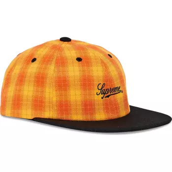 Бейсболка Supreme Script Logo 6-Panel Plaid, оранжевый