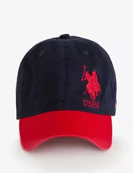 Бейсболка U.S. Polo Assn. Boys Twill Big Side Logo, темно-синий/красный
