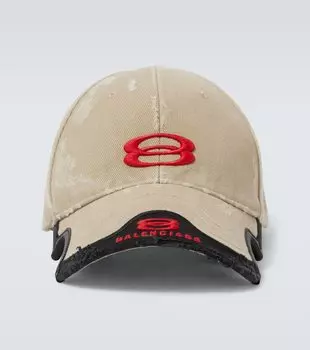 Бейсболка Unity Sports Icon из хлопкового дрилла Balenciaga, Wash Biege/Logo Red