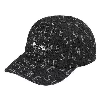 Бейсболка warp jacquard logos denim 6-panel 'black white' Supreme, черный