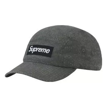 Бейсболка washed seersucker camp cap 'grey black white' Supreme, серый