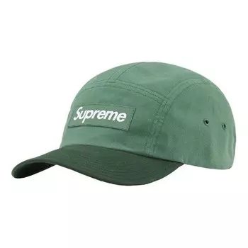Бейсболка waxed cotton camp cap 'green white' Supreme, зеленый