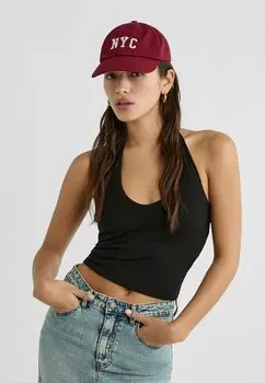 Бейсболка WITH NYC EMBROIDERY Stradivarius, Бордо