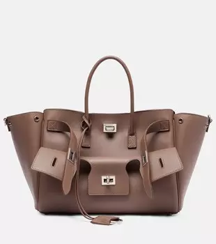 Bel Air маленькая кожаная сумка-тоут Balenciaga, серо-коричневый