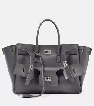 Bel Air маленькая кожаная сумка-тоут Balenciaga, серый