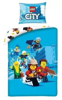 Белье HALANTEX, включая синий хлопок Lego City, 140/200, 70/90 см