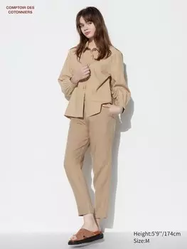 Белье зауженные брюки до щиколотки Uniqlo, хаки
