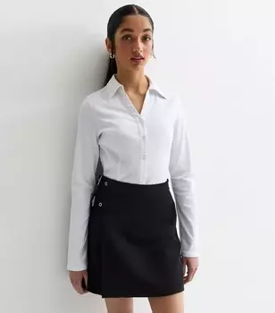 Белая эластичная школьная рубашка с длинными рукавами для девочек New Look, белый