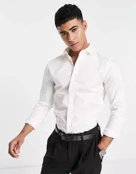 Белая элегантная эластичная рубашка супероблегающего кроя Jack & Jones Premium