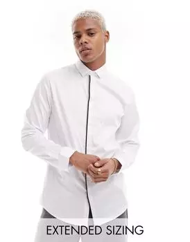 Белая элегантная узкая рубашка с черной окантовкой ASOS DESIGN