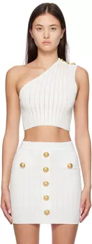 Белая асимметричная майка Balmain