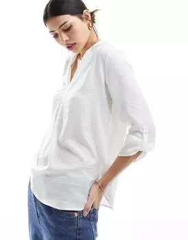 Белая атласная рубашка с V-образным вырезом Pimkie