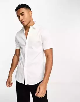Белая атласная рубашка узкого кроя премиум-класса ASOS