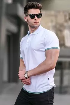 Белая базовая футболка поло 5885 MADMEXT