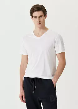 Белая базовая футболка с v-образным вырезом Tru
