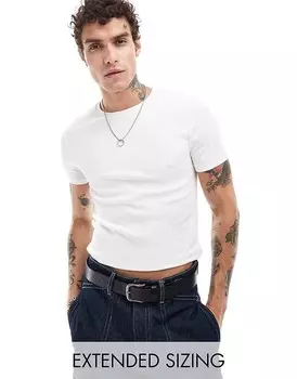 Белая базовая укороченная футболка в рубчик ASOS DESIGN