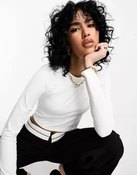 Белая бесшовная футболка с длинными рукавами ASOS DESIGN