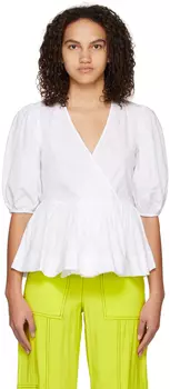 Белая блуза с запахом GANNI